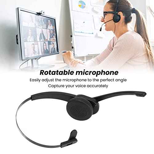 Bluetooth Cordless Headset, Mono Telephone Headset with Rotatable Microphone, 11h Talk Time, All Day Comfort Design, Single Ear Call Center Headset for Office Home