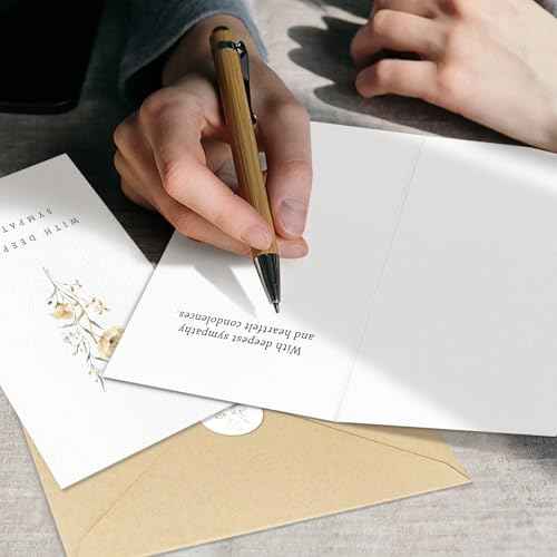 24 Pcs Sympathy Cards with Envelopes, Bulk Condolence Cards with Thoughtful Messages with Adhesive Envelopes and Stickers, 6 Unique Designs