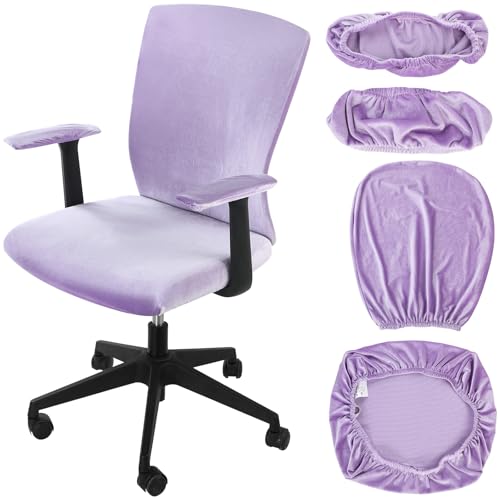 Tallew 4 Pcs Office Chair Covers Set with Armrest Purple (Purple Variation)