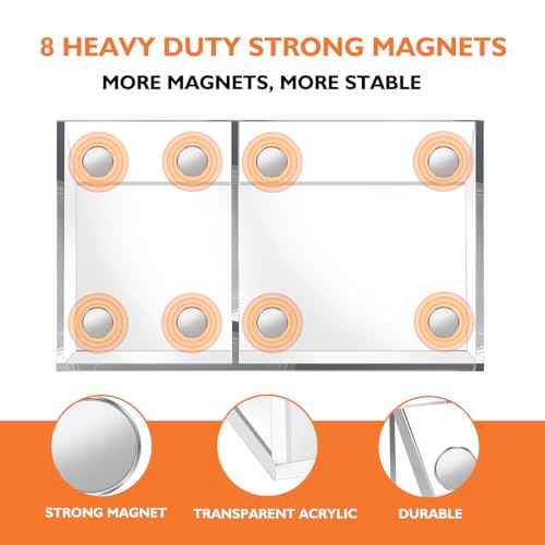 Magnetic Pen Holder Classroom Organization Acrylic Marker Holder for Whiteboard Refrigerator Locker Accessories Pencil Dry Erase Marker Basket (2 Compartments * 1)