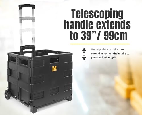 MaxWorks 51051 Collapsible Rolling Dolly Cart with Telescoping Handle & Storage