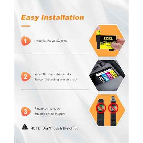 222XL Ink Cartridges Combo Pack Remanufactured Replacement for Epson 222 Ink Cartridges for Epson 222 XL 222XL for Epson XP-5200 Printer for Workforce WF-2960 Printer (4 Pack, 222 Ink)