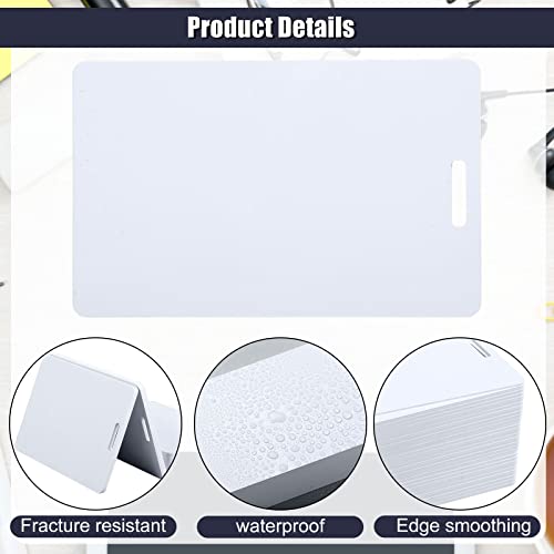 Tinlade 500 Pcs White CR80 PVC Cards with Slot Punch on Short Side Vertical Slot Punch Card Blank Plastic Photo ID PVC for Business Office, Standard 30Mil Size