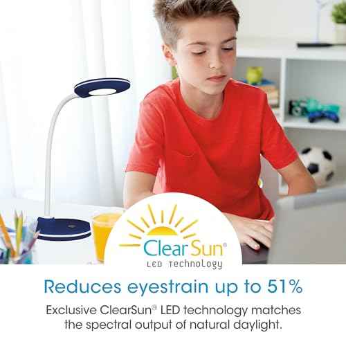 OttLite Study LED Desk Lamp ? Touch Activated Controls, 3 Brightness Settings, ClearSun LED, Adjustable Neck, Modern Design for Work, Office, or Learning