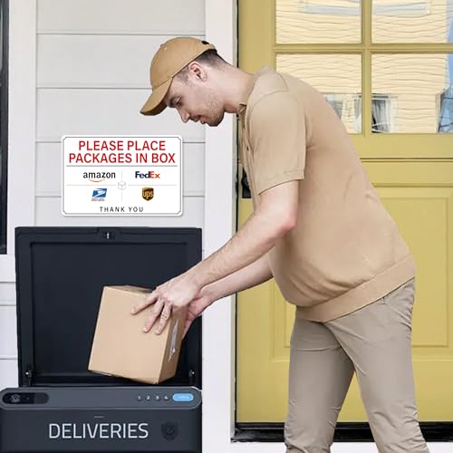 Please Leave Packages and Deliveries Here Sign - Small, Self-Adhesive Delivery Sign for Doors & Boxes