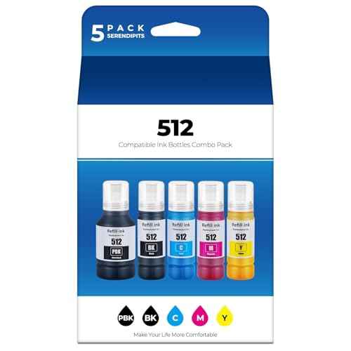 512 Ink Refill Bottles ET-7700 ET-7750 Replacement for 512 Ink Refill Bottles Black Works for ET 7700 ET 7750 Eco Tank ET7700 ET7750 Printer, 5 Pack 512 Ink Refill Bottles (2BK C M Y)