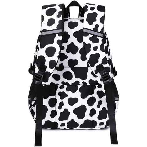 abshoo Big Student Laptop Backpack For College Women Middle High School Teen Girls Bookbag Travel Daypack (Cow Print Black)