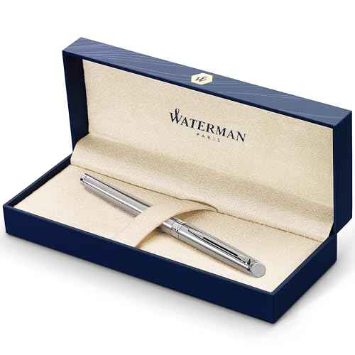 Waterman H?misph?re Rollerball Pen, Stainless Steel with Chrome Trim, Fine Point with Black Ink cartridge, Gift Box