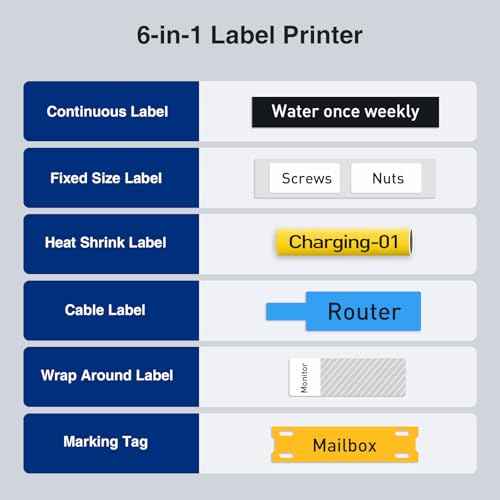 SUPVAN G15M Mini Portable Label Maker Machine with Heat Shrink Tube, Rechargeable 1200mAh Battery Thermal Transfer Printer, Compatible with Multi-Type Label, Home, Garage, Office & Outdoor