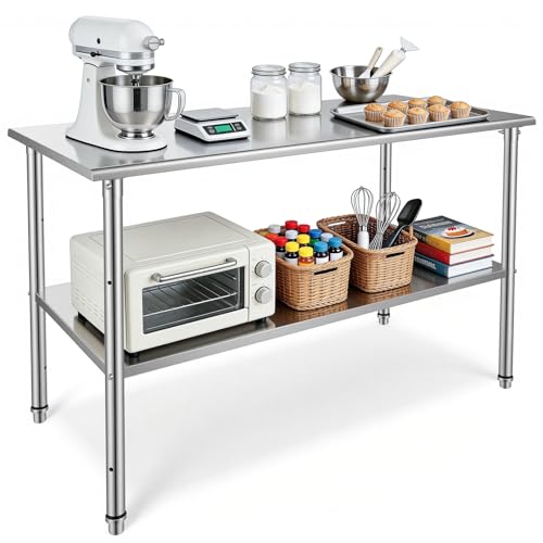 Kryonix 24x36 Stainless Steel Work Table with Adjustable Undershelf, NSF Heavy Duty Prep Table