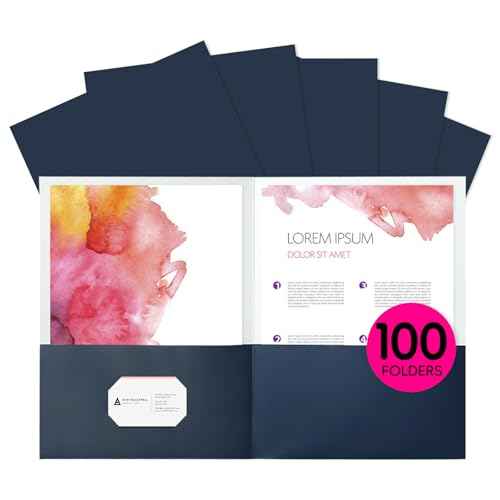 Two Pocket Folders,100 Pack Blue Folders with Pockets Fit Letter Size Paper,Thick Paper File Folder for School Office Business Home,Assorted 6 Colors