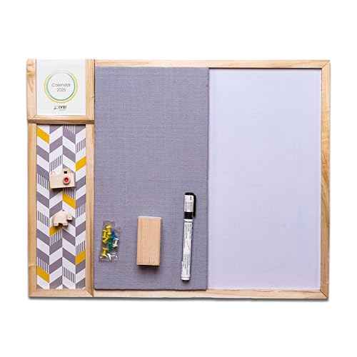 IVEI Bulletin Board - Pin and White Board Combo - Dry Erase - Combination - Metal Board - Calendar | All Purpose to-do Boards for Office, School, Home |15in X 19in|(with Metal Board Big (Grey))