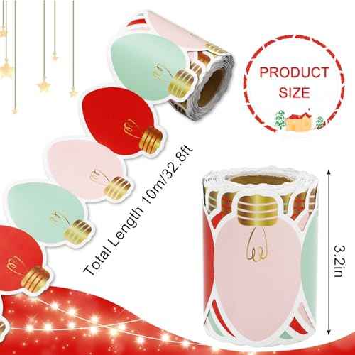 Whaline 32.8Ft Christmas Bulletin Board Border Red Pink Green Xmas Light Die Cut Trim Border Roll for Christmas Winter Classroom Home Party Supplies