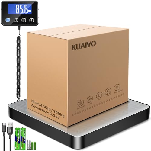 KUAIVO Silver Digital Shipping Scale 440lb/0.35oz with Hold/Tare for Postal & Business Use