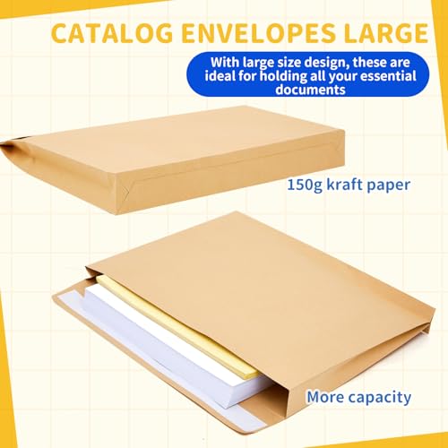 Fullhawl Brown 14x18 Inch Expandable Catalog Envelopes 20 Pack Peel & Seal Office Mailing