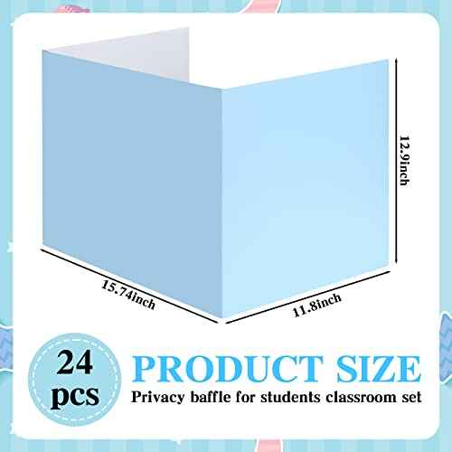 Yeaqee 24 Pcs Solid Privacy Boards for Student Desks Classroom Desk Divider Trifold Table Desk Privacy Panel Privacy Folders Screen Partition for School Teacher Student Study Test Home (Pastel Colors)