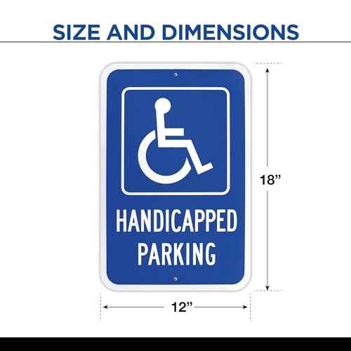 OLANZU (4 Pack) Handicapped Parking Sign 18" x 12" - 0.060 Rust Free Aluminum Thickness - Metal Handicap Parking Sign - UV Protected & Weather Resistant
