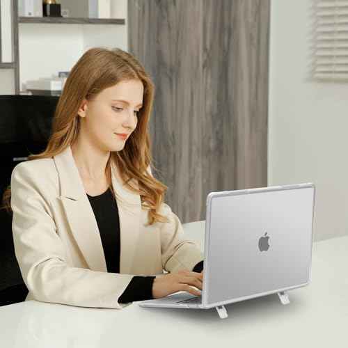 MOSISO Compatible with MacBook Pro 13 inch Case M2 2025-2016 A2338 M1 A2251 A2289 A2159 A1989 A1708 A1706, Heavy Duty Plastic Hard Case with Kickstand&Keyboard Skin&Screen Film&Type C, Translucent