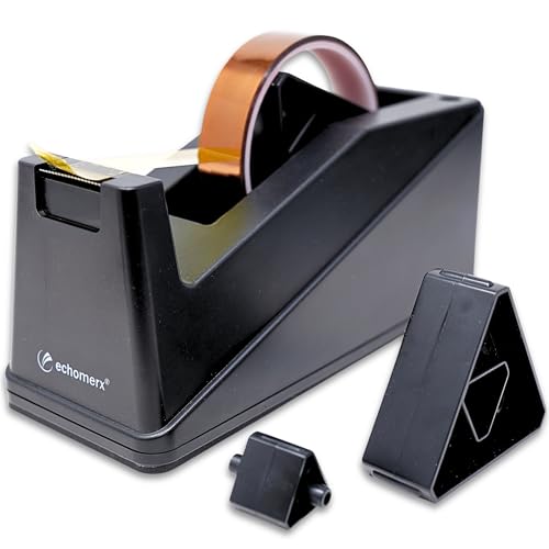 Echomerx One-Handed Desk Tape Dispenser with Weighted Non-Slip Base, 1" and 3" Core Compatibility