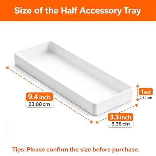 Amazon Basics Rectangular Plastic Desk Organizer Half Accessory Tray White 9.4" x 3.3" x 1"