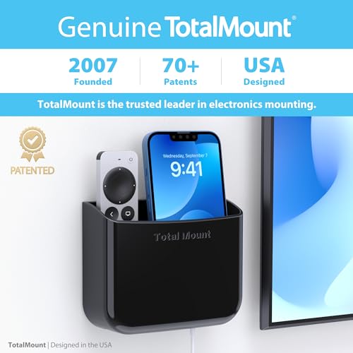 TotalMount Hole-Free Remote Holder ? Eliminates Need to Drill Holes in Your Wall (for 2 or 3 Remote Controls ? Black ? Quantity 1)