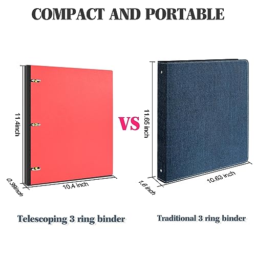 INFUN Telescoping 3-Ring Binder 4 Pack - Red, Pink, Blue, Green, 0.75 Inch, No Front Pocket