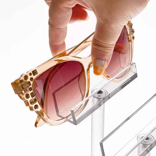 MOOCA 4 Pcs Set, Premium Acrylic Eyeglass Holder Stand, Sunglasses Orgaznizer, Sunglass Holder, Acrylic Eyeglass Display, Eyewear Rack, Glass Display, 8 in H