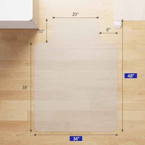 Delamu Office Chair Mat for Hardwood Floor, 36"¡¿48" Clear Under Desk Chair Mats for Rolling Chairs, Plastic PVC Gaming Floor Protector for Office Home (Not for Carpet)