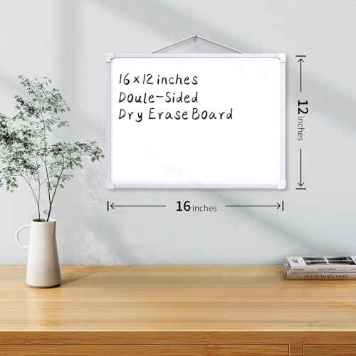 Monthly Calendar Dry Erase Board, 16"x12" White Board Dry Erase for Wall, Small Hanging Dry Erase Board, Double-Sided White Board for Home, Office, or School