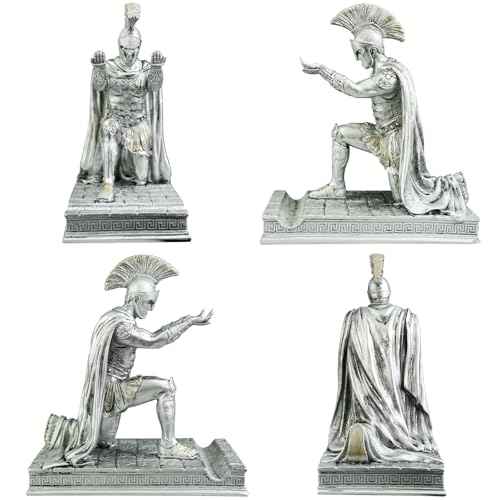 Medieval Knight Statue Desk Single Pen Holder, Funny Unique Novelty Cool Desktop Accessories Gothic Figure Pencil Stand, Silver