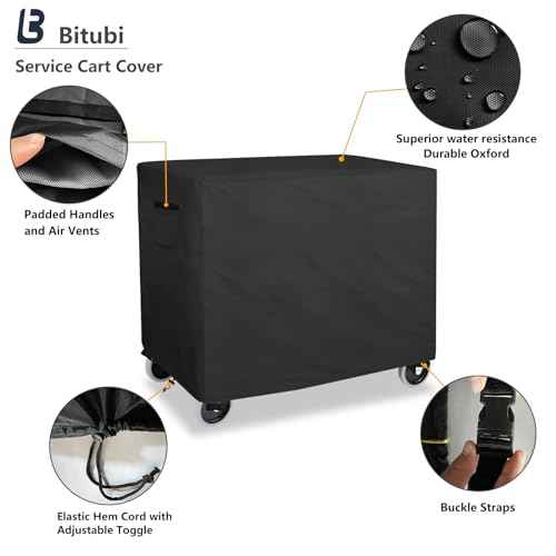 Bitubi Service Cart Cover for 500-Pound Capacity Service Utility Cart,Heavy Duty Waterproof Utility Cart Cover - 35''L x 18.5''W x 31''H(Black)