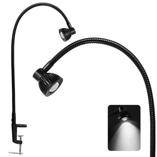 Hersi 5w 30¡®¡¯Long Swing Arm 110v/220v Desk Lamp Metal Architect LED Task Light with Clamp, Adjustable Folding Twin-Arm Clip-on Table Lamp,Black