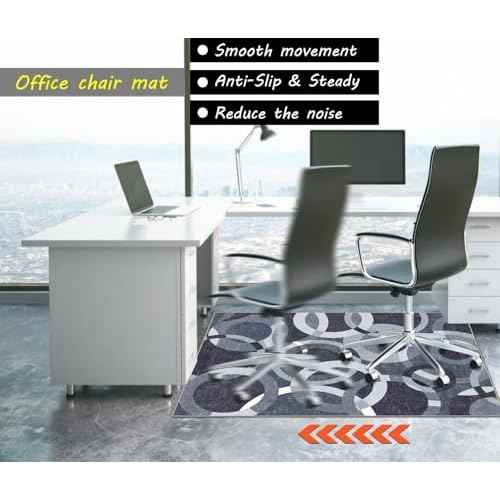 Chair Mat for Hardwood Floor,48"*36" Under Desk Mat for Rolling Computer Chair &Low Pile Carpet Floor,Anti-Slip Floor Protector for Home Office Blue Circle