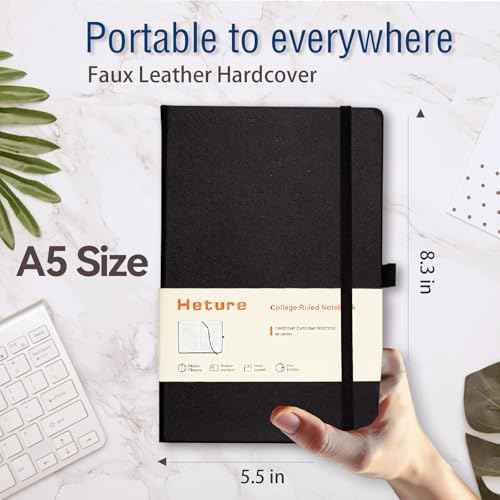 8 Pack Lined Journal Notebooks,A5 Hardcover Notebooks, 5.5 x 8.3 inch, 100GSM, 160 Pages, Classic College Ruled Notebooks for Writing/Work/Travel/College (Black)