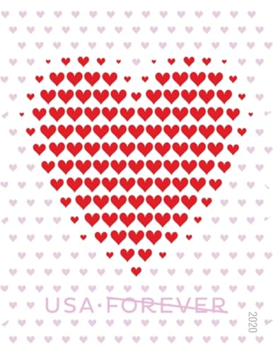 United States Postal Service 20 Forever First Class Love Heart Stamp Sheets for Weddings & Valentines