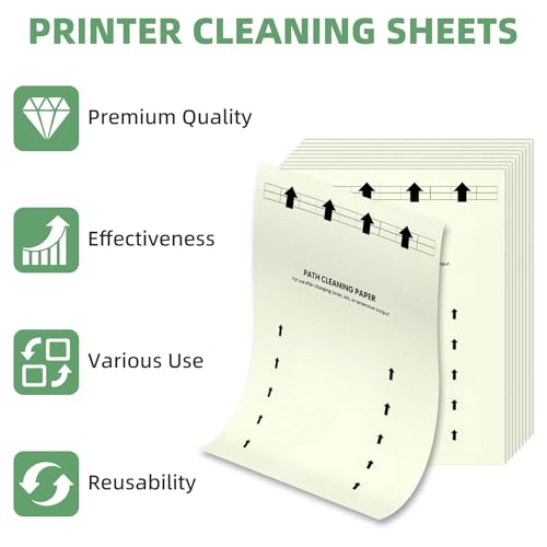 10 Pack Printer Cleaning Sheets for Laser & Inkjet Printers - Reusable Scanner & Copier Maintenace Paper