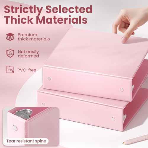 SUNEE 3 Ring Binders 2 Inch 4 Pack, Clear View Binder Three Ring PVC-Free (Fit 8.5x11 Inches) for School or Office Supplies, Assorted Pastel