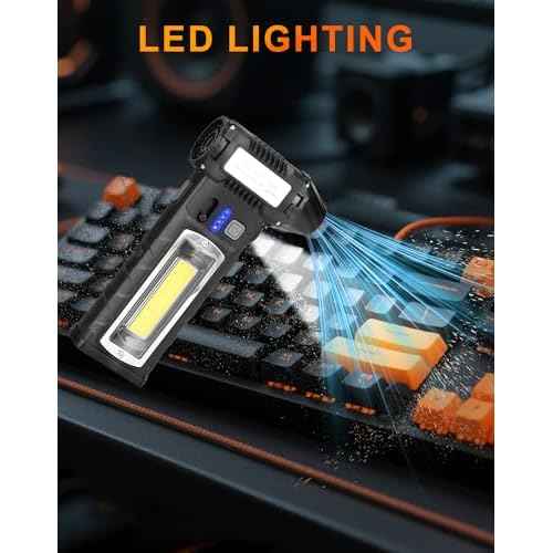 Compressed Air Duster, 2 Gear Adjustable 110000RPM Electric Air Duster with LED Light, 8000mAh Rechargeable Battery, Powerful Dusters for Cleaning Keyboard, Computer, Car, Outdoor, Air Bed