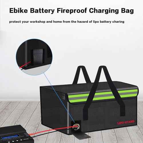 19.7"x13.8"x11.8" With support Ebike Battery Safe Bag Fireproof Charging Large Capatity for Lipo Battery Pack Storage Charging Transport, Home Office Travel Safe Storage Pouch
