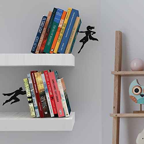 Artori Design Book Ends to Hold Books Heavy Duty Hidden Metal Bookends for Shelves Bookend Book Holder for Home Decorative Gift for Book End Lovers and Home D?cor (Supergal+Book&Hero)