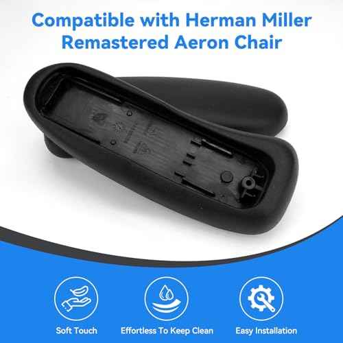 Chair Armrest Replacement Arm Pads Caps for Herman Miller Remastered Aeron Chair ? Compatible with Remastered Version Only, Black 1 Pair(Not for Classic Aeron)