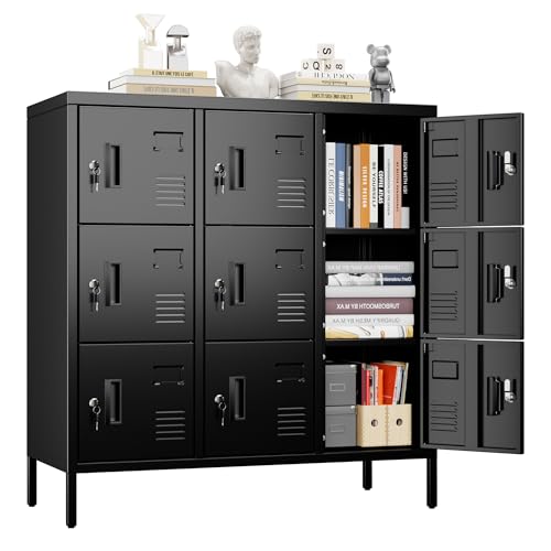 9-Door Metal Locker for Employees with Keyed Compartments