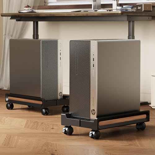 Adjustable Mobile CPU Stand,Ventilated PC stand for floor, Computer Tower Stand with Locking Caster Wheels Fits Most PC,Computer Mobile Cart Holder for Office,Gamers and Students
