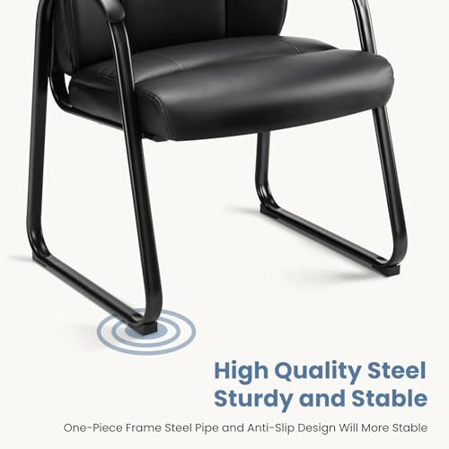 DUMOS Office Desk Guest Chair, Leather Waiting Room Chairs with Padded Arms for Elderly Home Reception Area Conference Room Lobby Side breakroom