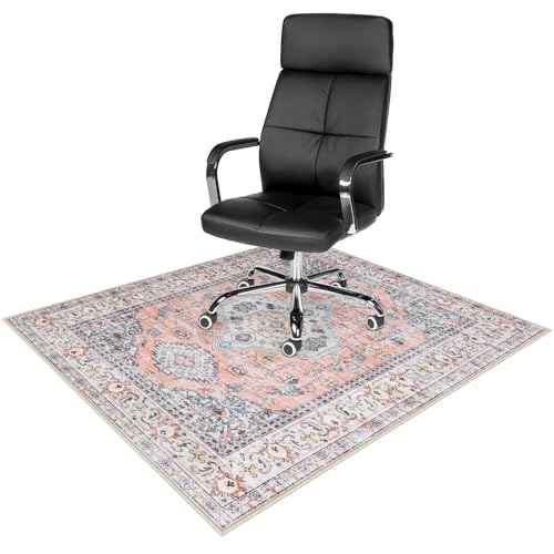 Anidaroel 48"x60" Office Chair Mat for Hardwood Floor, Floor Mat for Office Chair, Boho Under Desk Rug, Office Rugs for Rolling Chairs, Anti-Slip Desk Chair Mat for Hardwood, Terracotta