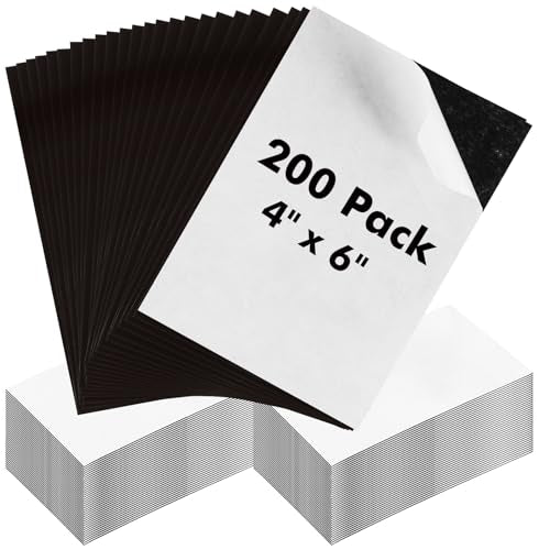 Magnetic Sheets with Adhesive Backing 4 x 6 Inch, 200 Packs Adhesive Magnetic Sheets, 20 mil Flexible Magnet Sheets for Craft Projects, School, Office, Photo Magnets, Fridge Magnets