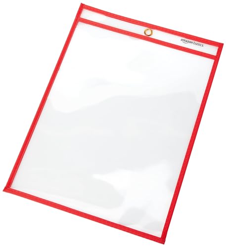 Amazon Basics Heavy Duty Dry Erase Ticket Holders Pack of 25 - 8.5 x 11 Inches with Colorful Edges (Variation 1)