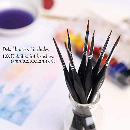 Golden Maple Detail Paint Brushes Set 10pcs - Model 10BK Fine Art & Craft Tools