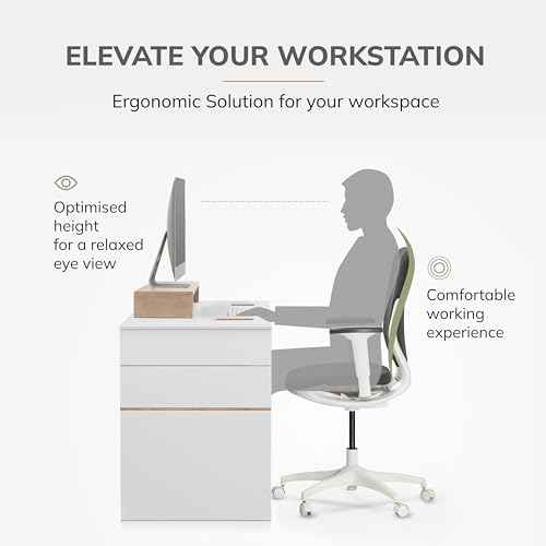 Anji Mountain Wooden Monitor Stand - Elegant Monitor Riser, Perfect Monitor Stand for Desk Organization, Durable Wood Construction monitor stands, Enhances Ergonomics and Workspace Efficiency,Biscotti