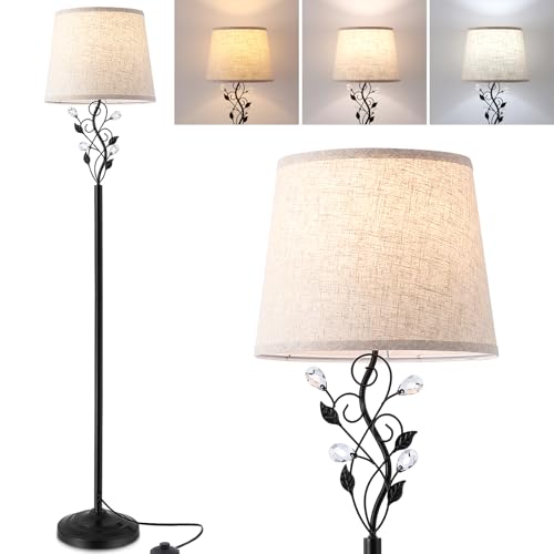 Sheeta 65¡¯¡¯ Floor Lamps for Living Room with 3 Color Temperatures LED Bulb, Standing Lamp Tall Farmhouse Floor Lamp with Rustic Leaf Design, Tall Lamps for Living Room Bedroom Office Reading, Black